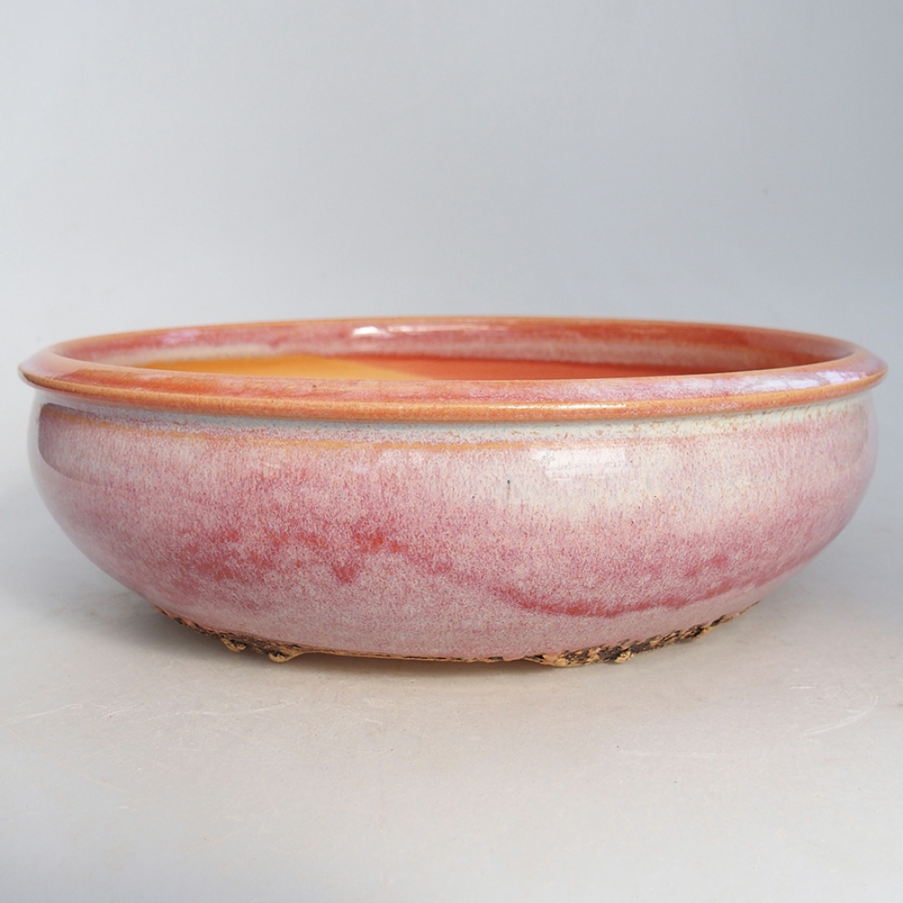 Keramik-Bonsaischale 21 x 21 x 6 cm, Farbe rosa
