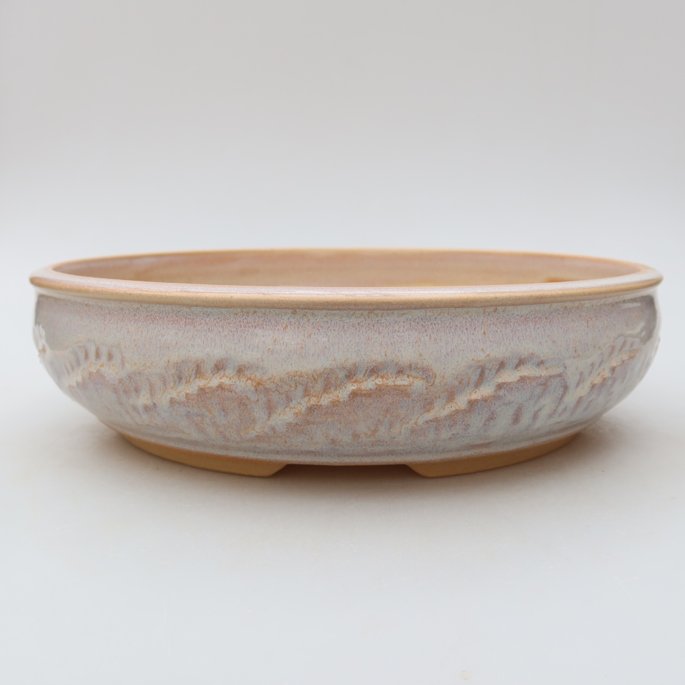 Keramik-Bonsai-Schale, 25,5 x 25,5 x 6,5 cm, Farbe: Beige