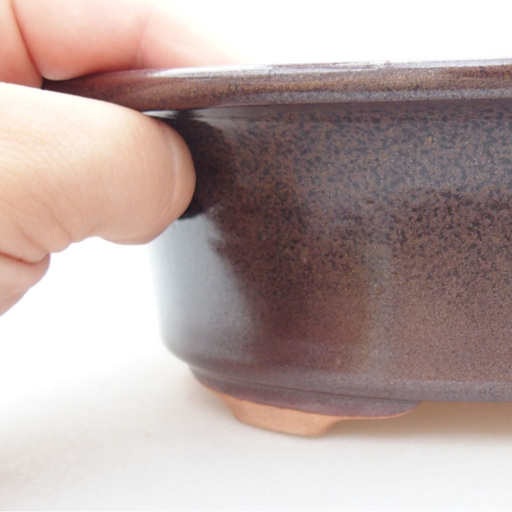 Keramik-Bonsaischale 23 x 18 x 6,5 cm, Farbe braun