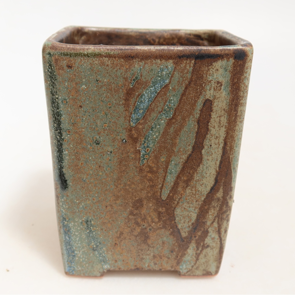 Keramik-Bonsai-Schale 8 x 8 x 10 cm, Farbe: braun-grün
