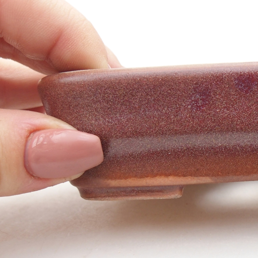 Bonsaischale aus Keramik 11 x 8 x 3 cm, bordeauxrot