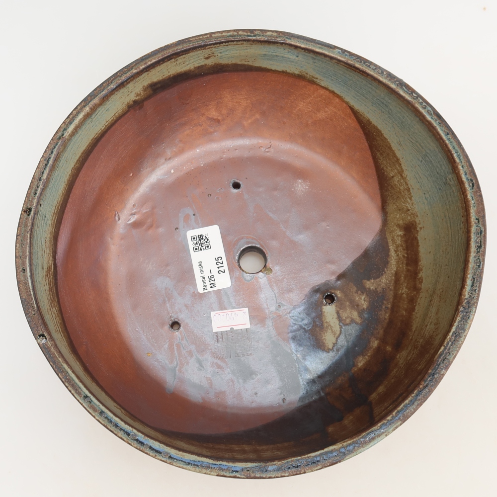 Keramik-Bonsai-Schale, 24,5 × 24,5 × 7,5 cm, Farbe: braun-grün
