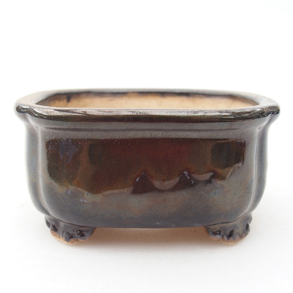 Bonsaischale aus Keramik 7,5 x 7 x 4 cm, Farbe Schwarz