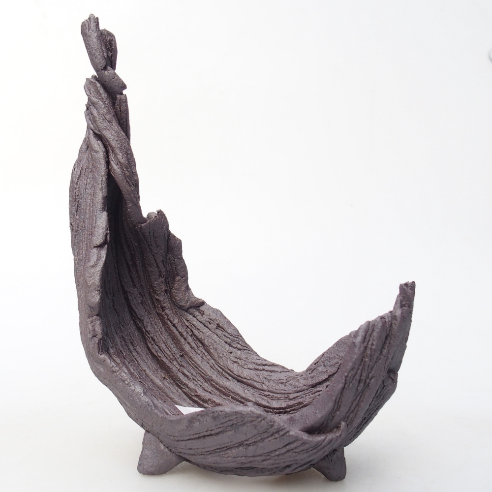 Keramikschale 11 x 6,5 x 14,5 cm , Metallic-Farbe