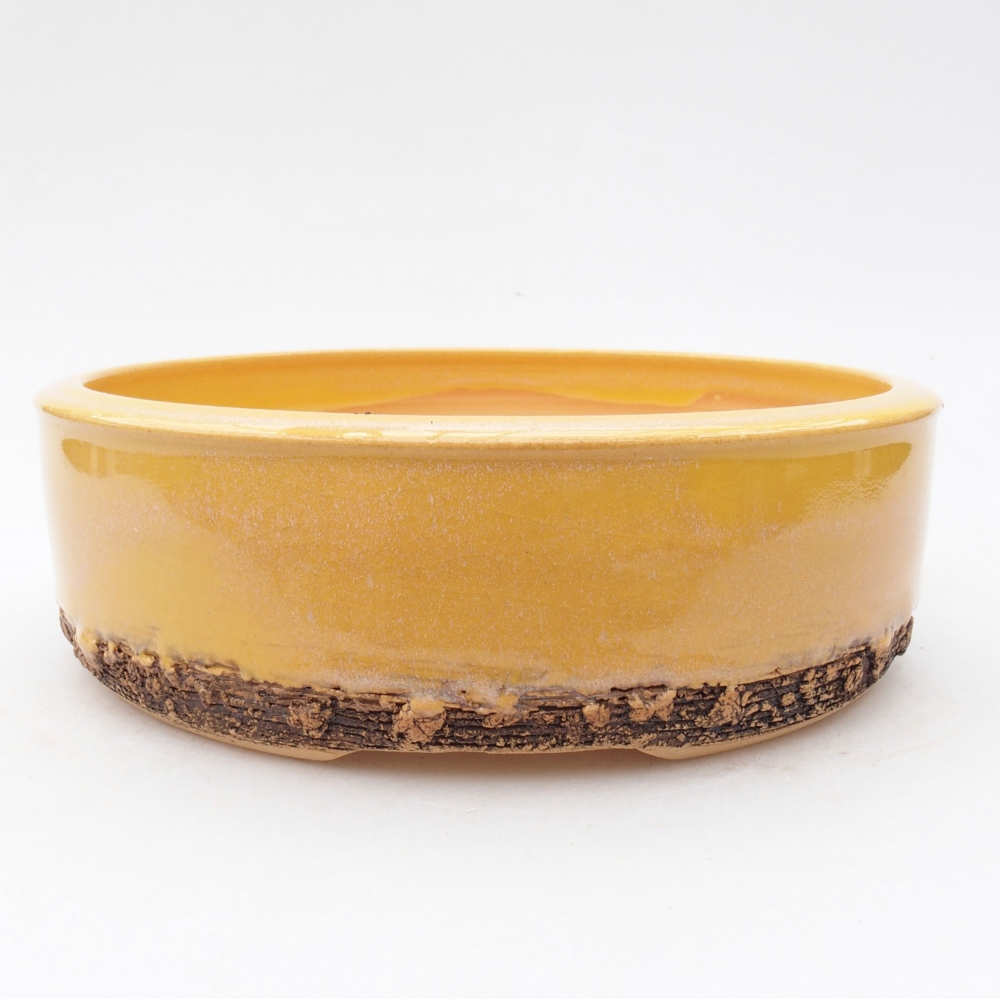 Keramik-Bonsaischale 18 x 18 x 5,5 cm, Farbe Gelb