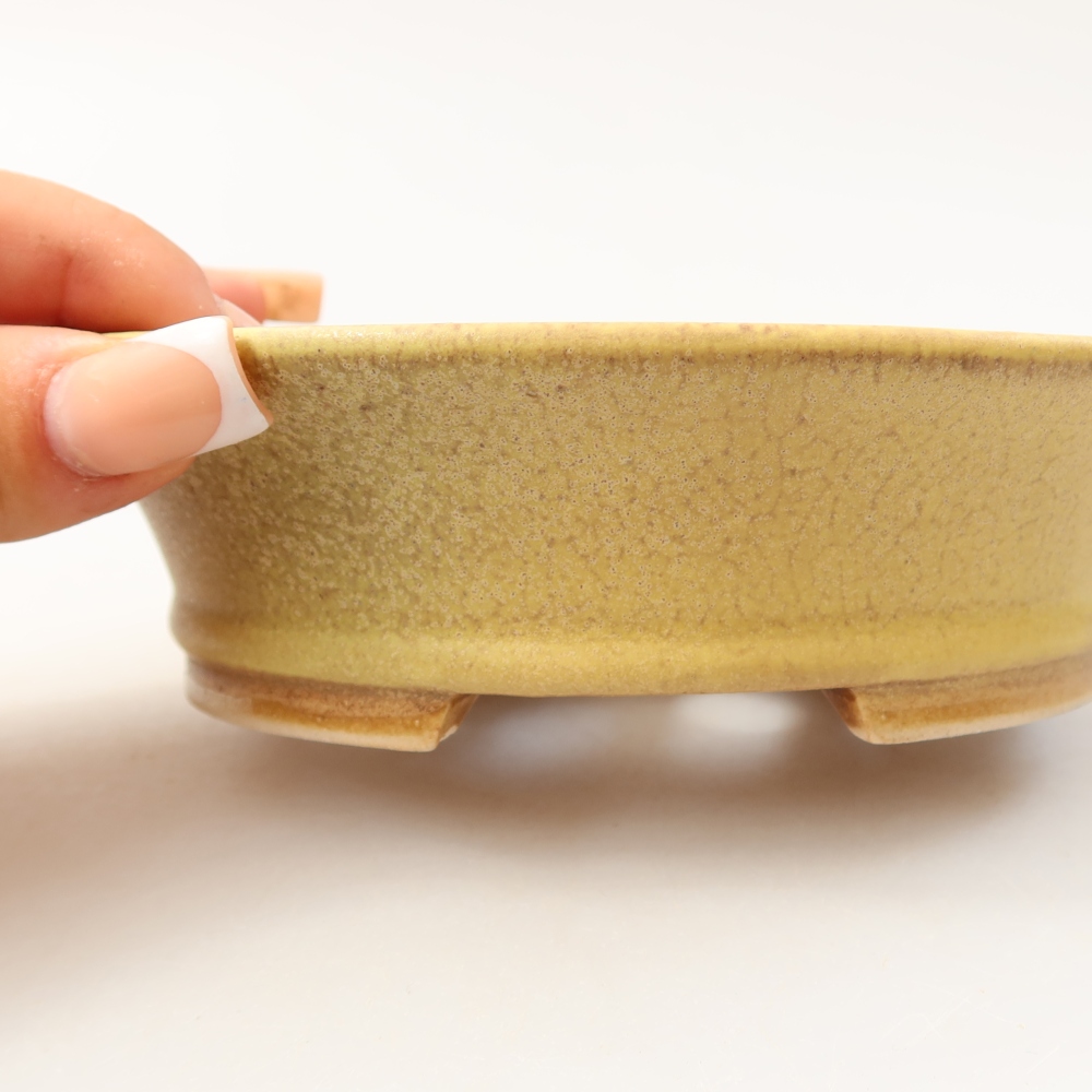 Keramik-Bonsai-Schale, 14,5 × 12,5 × 4 cm, Farbe: Gelb