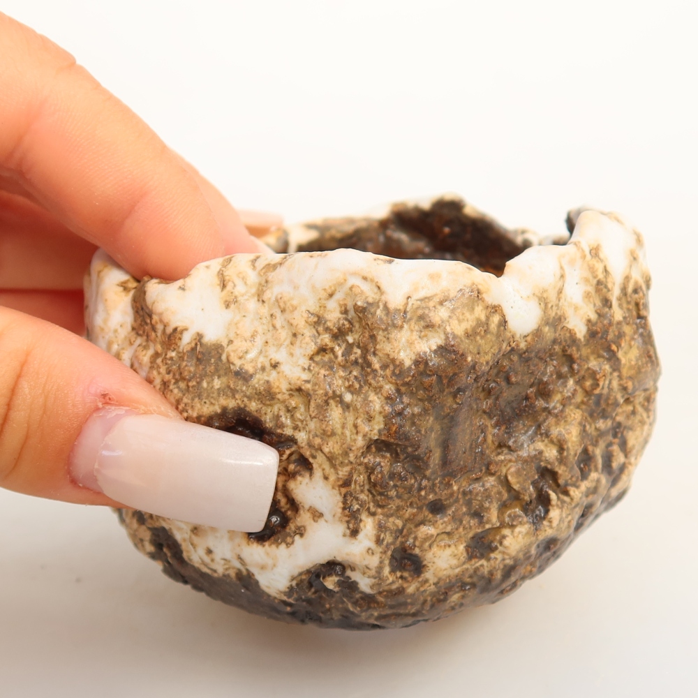 Keramikschale  7,5 x 7 x 5 cm, Farbe: weiß-braun