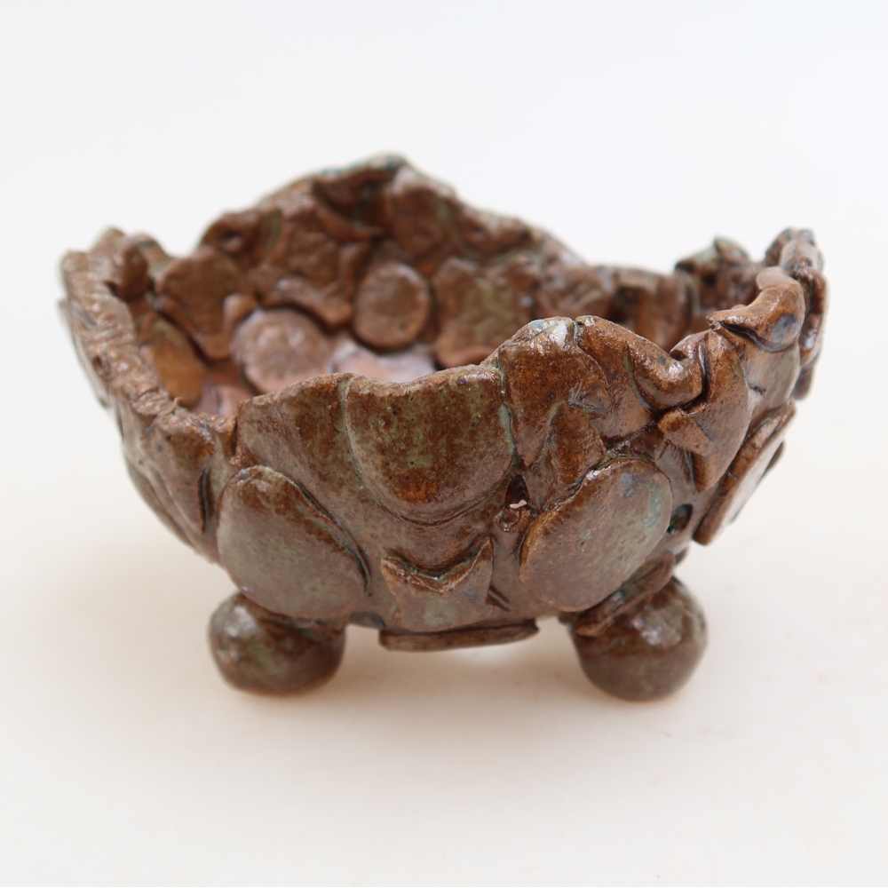 Keramikschale  9 x 8 x 5 cm, Farbe: braun-grün