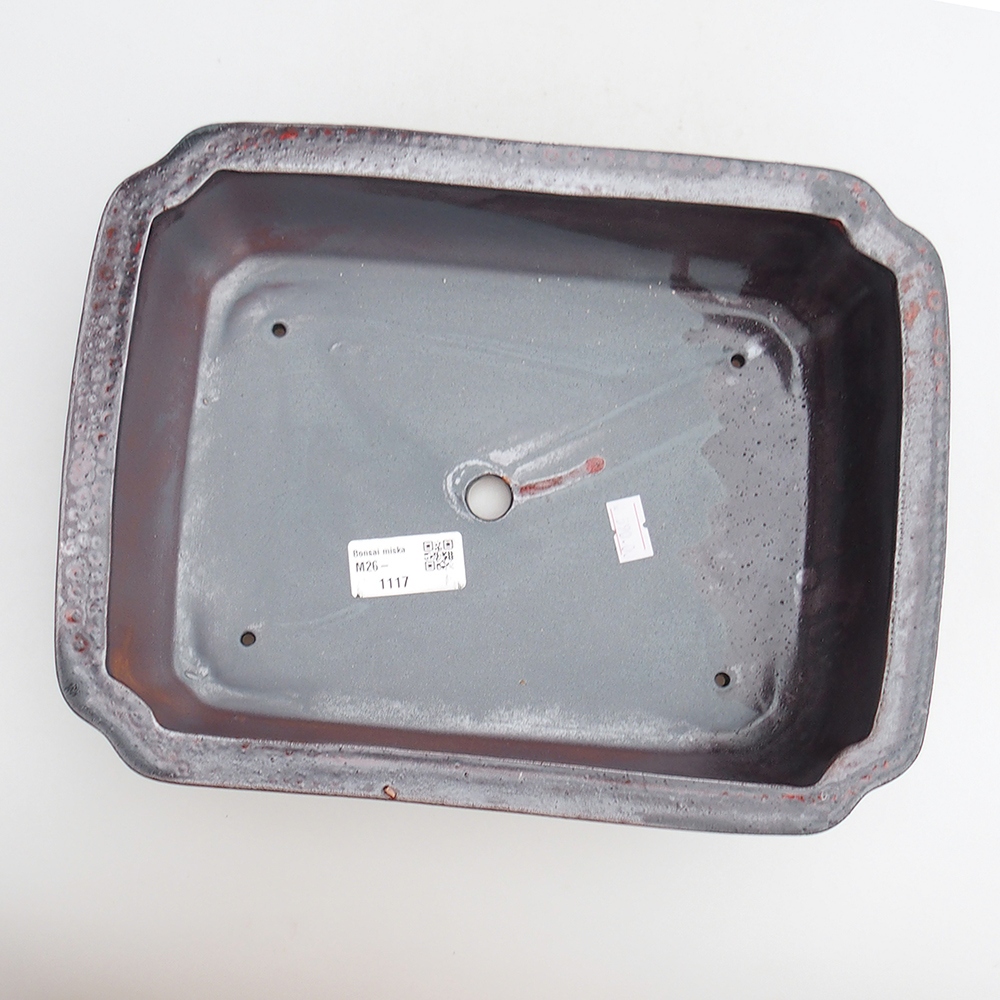 Bonsaischale aus Keramik 27 x 21 x 7 cm, Farbe schwarz-rot