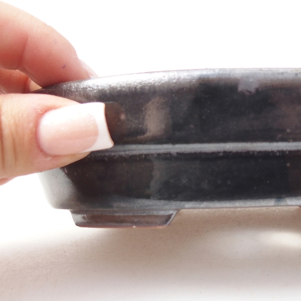 Bonsaischale aus Keramik 14 x 10,5 x 4 cm, Farbe schwarz