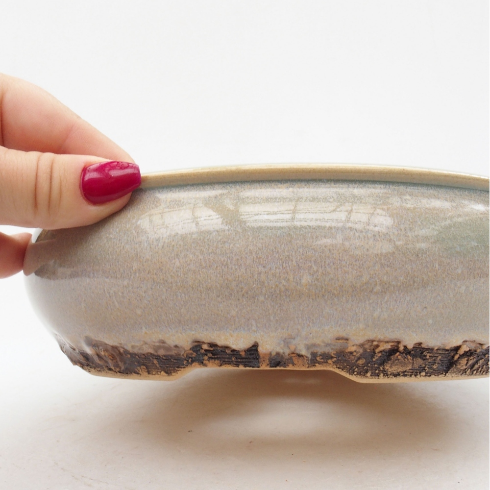 Keramik-Bonsaischale 19 x 19 x 6 cm, Farbe grün