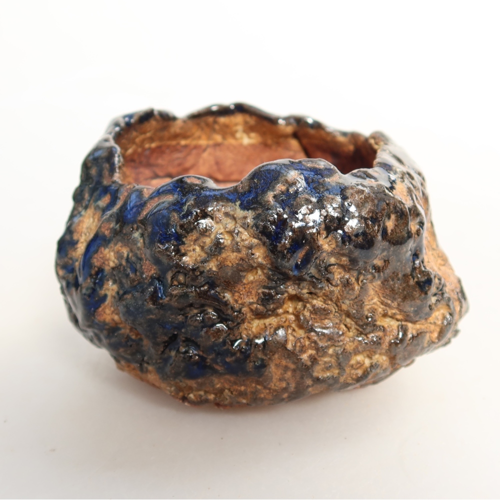 Keramikschale  7 x 7 x 5,5 cm, Farbe: blau-braun