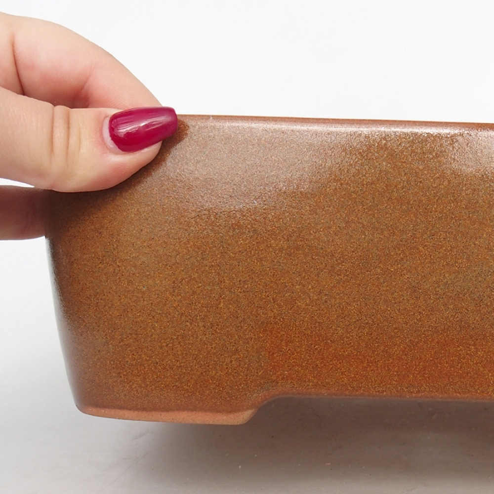 Keramik-Bonsaischale 23,5 x 18 x 7,5 cm, braun Farbe