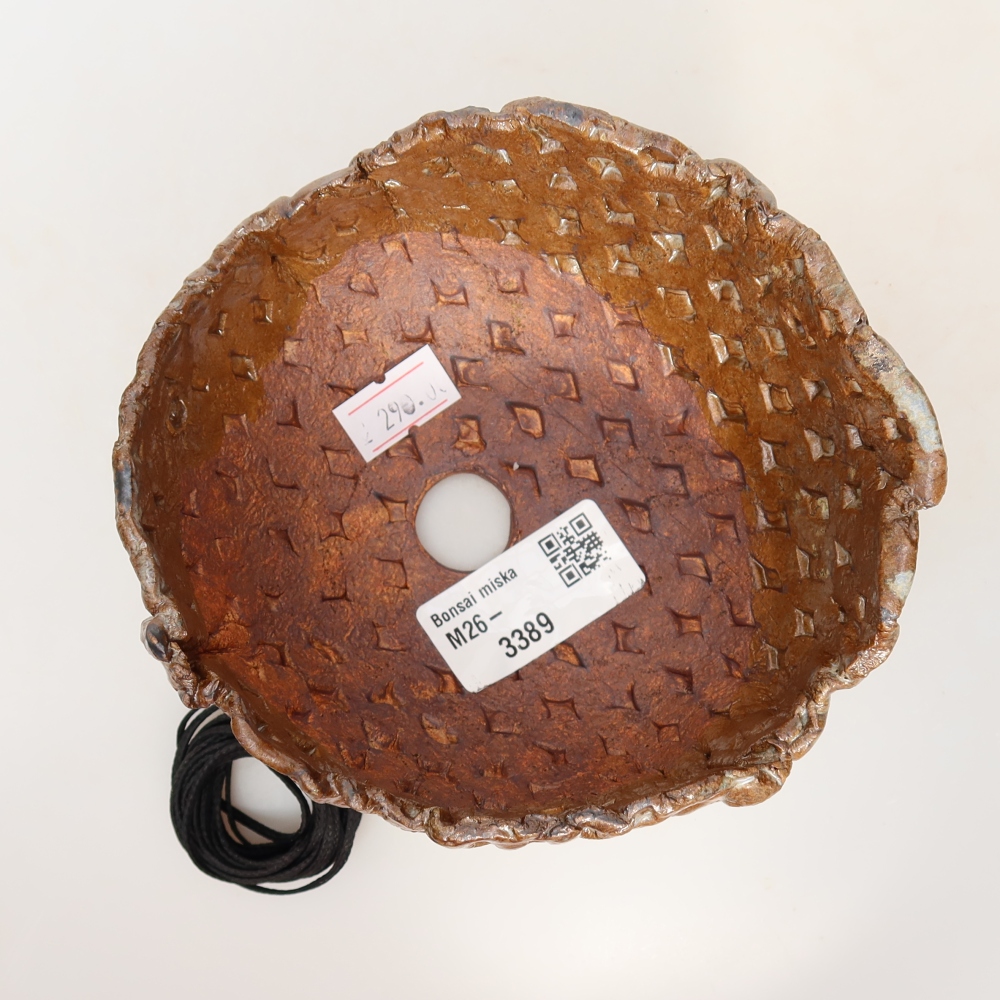 Keramikschale für Kokedama, 12,5 x 11,5 x 7 cm, Farbe: Braun