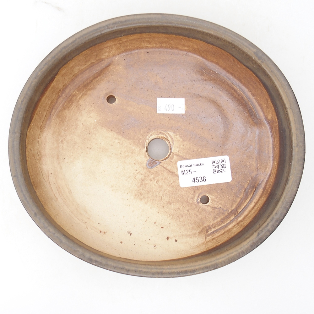 Keramik-Bonsaischale 20,5 x 18,5 x 4 cm, Farbe braun