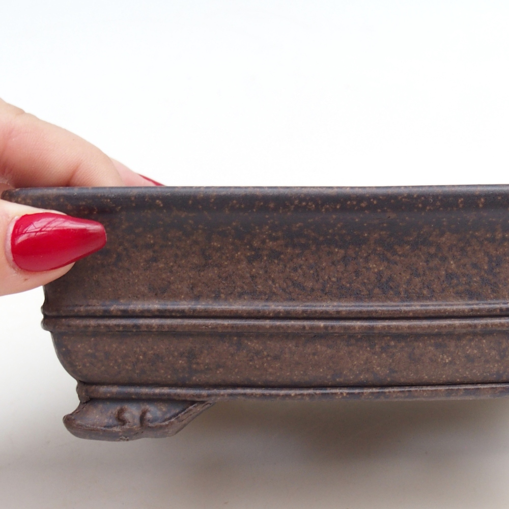 Bonsaischale aus Keramik 15,5 x 11,5 x 5 cm, bräunlich ocker