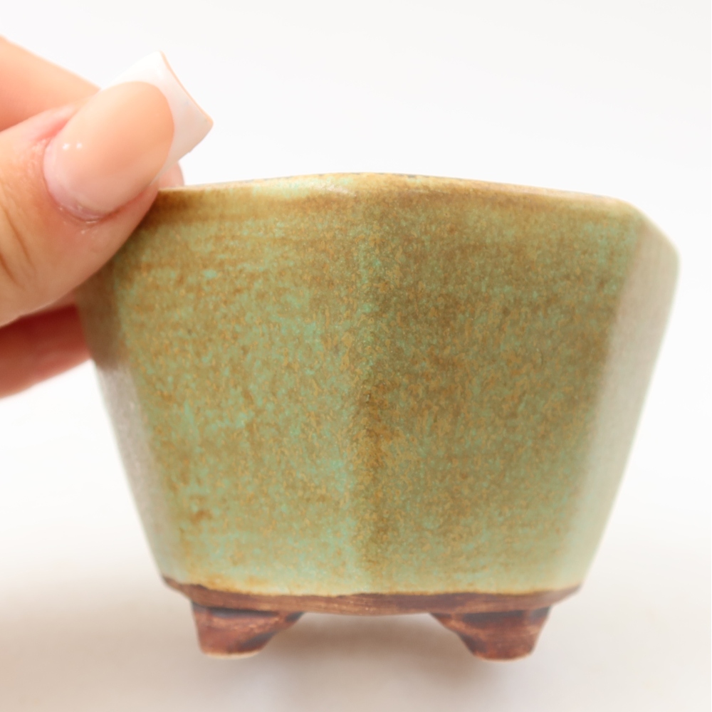 Keramik-Bonsai-Schale 9 x 8,5 x 5,5 cm, Farbe: grün