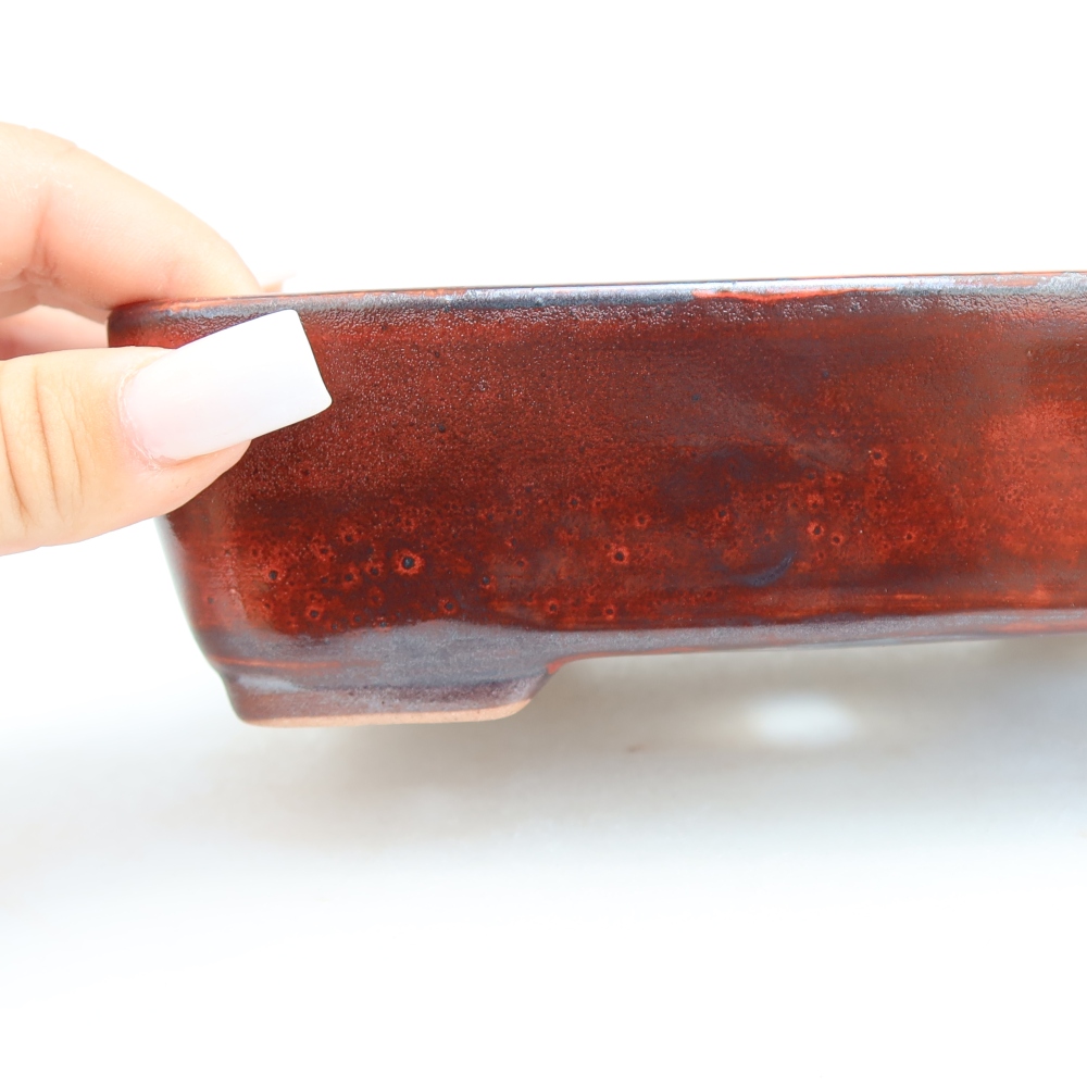 Keramik-Bonsai-Schale 18 x 13 x 5 cm, Farbe: rot