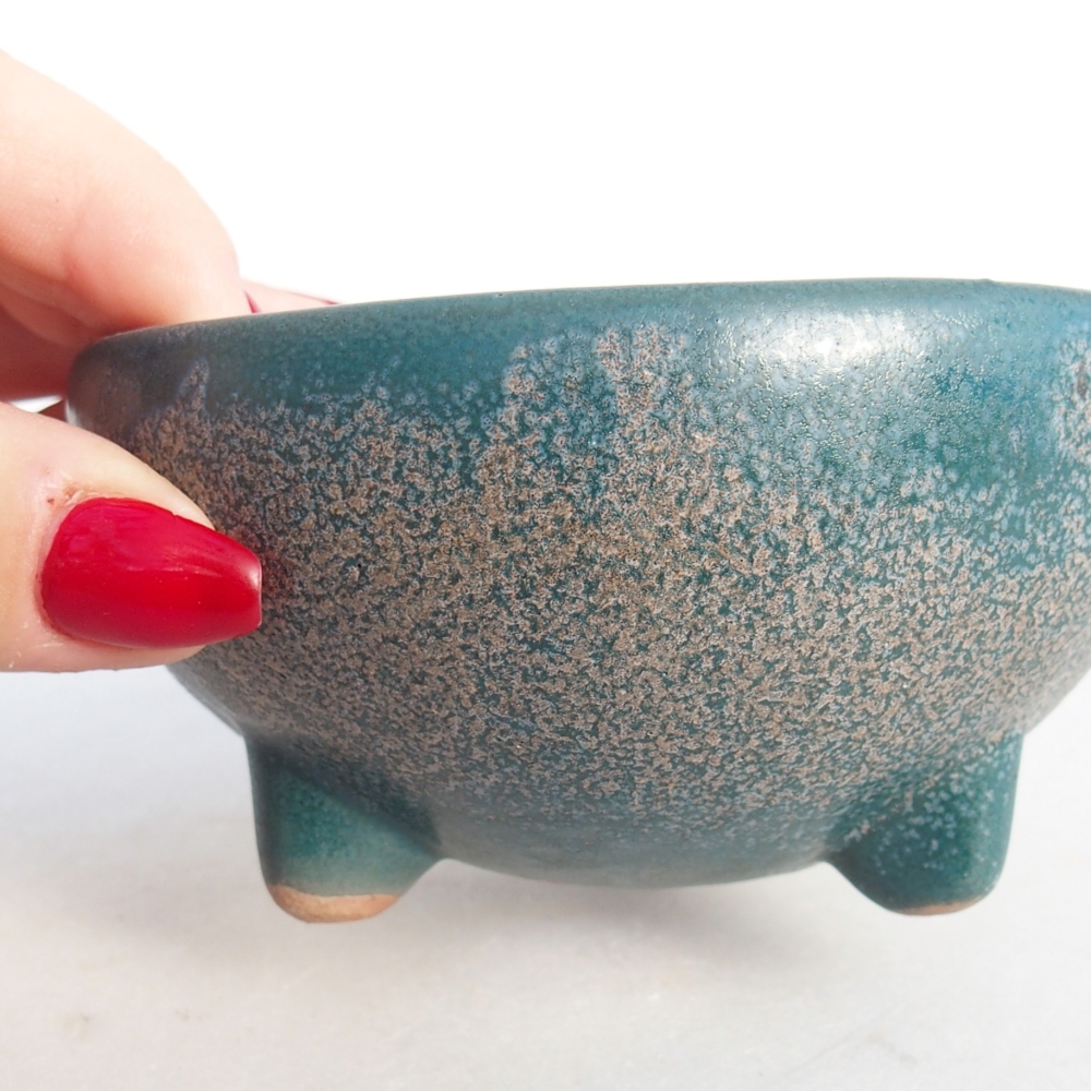 Bonsaischale aus Keramik 10 x 10 x 5 cm, Farbe blau