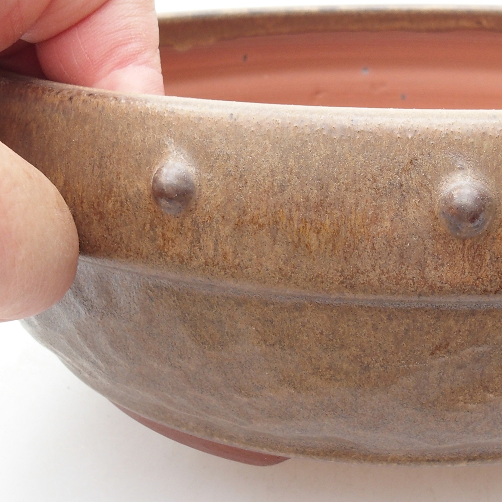 Bonsaischale aus Keramik 19 x 19 x 7 cm, braune Farbe