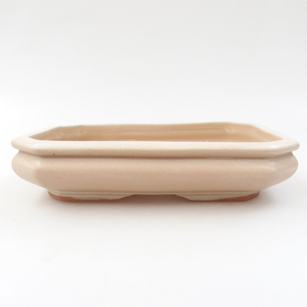 Keramik-Bonsaischale 18,5 x 13,5 x 4 cm, Farbe Beige