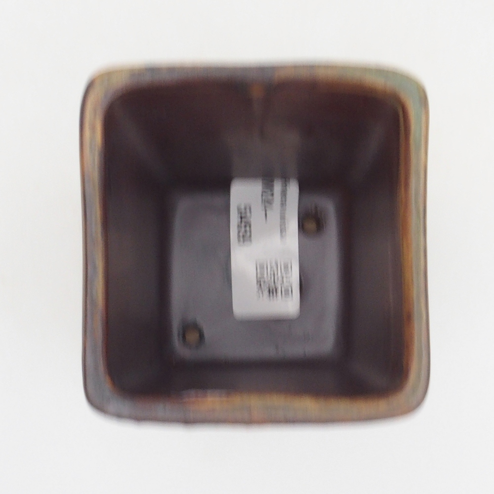 Keramik-Bonsaischale 7,5 x 7,5 x 10,5 cm, Farbe braun
