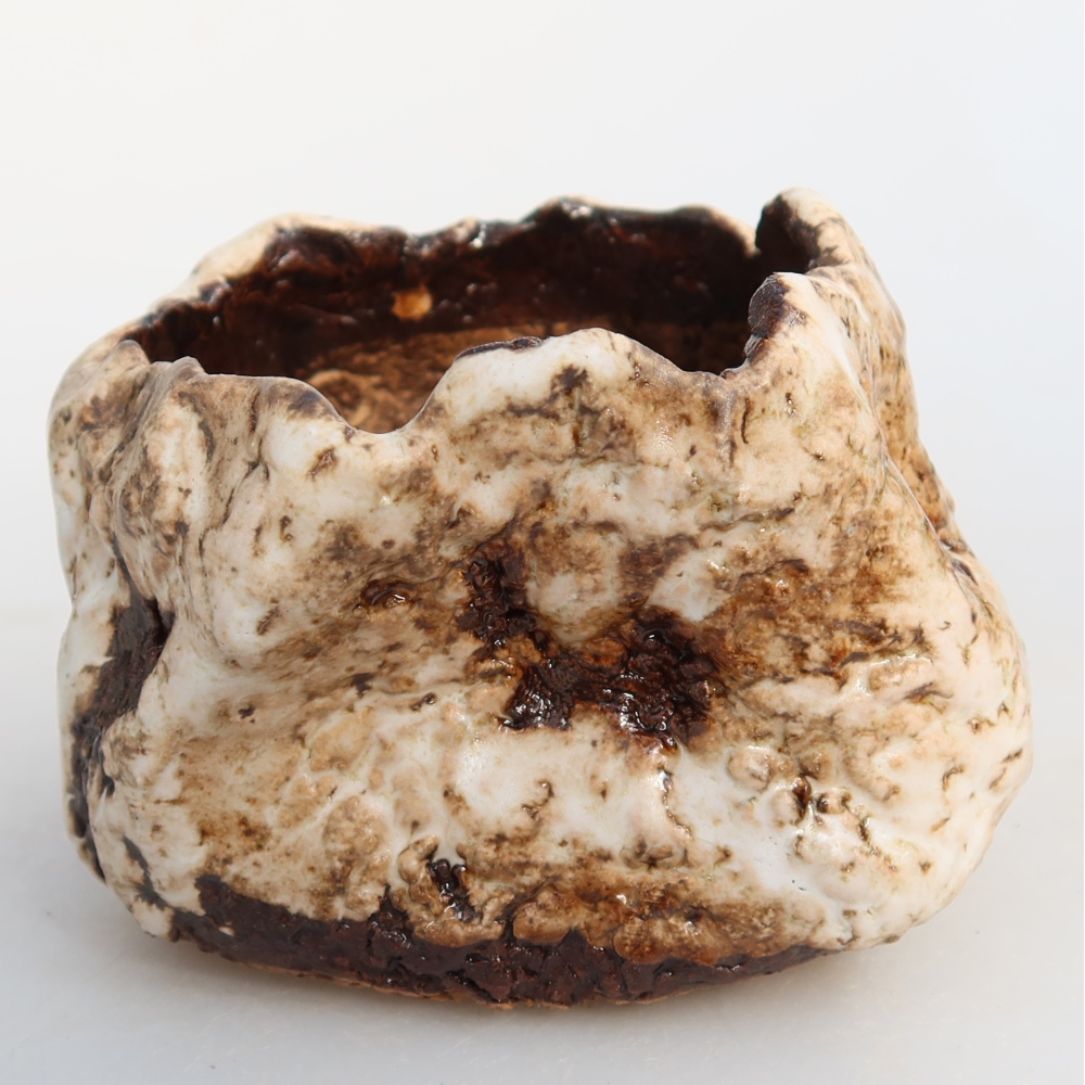 Keramikschale  7 x 7 x 6 cm, Farbe: weiß-braun