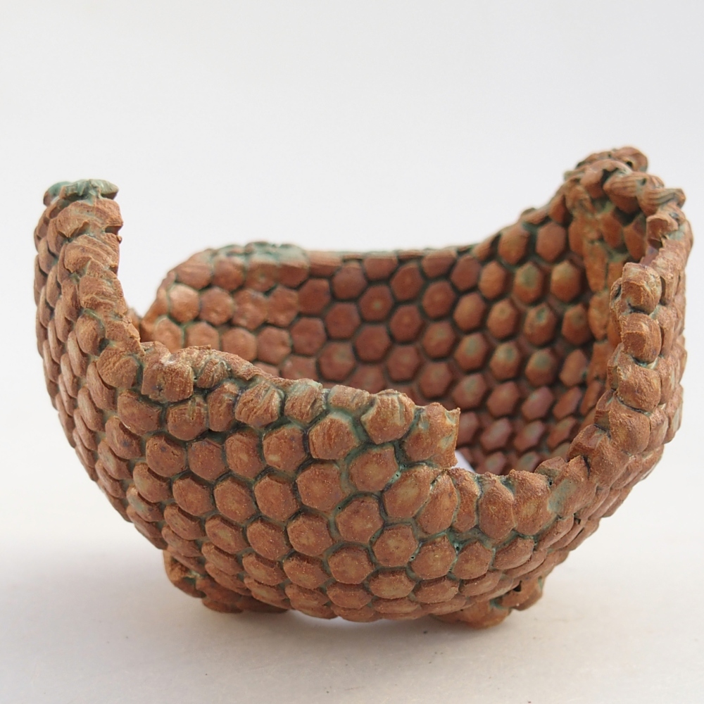 Keramikschale 8 x 8 x 6 cm , Farbe braun-grün