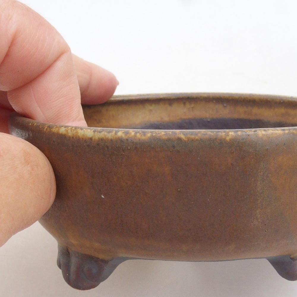 Bonsaischale aus Keramik 10,5 x 10,5 x 4,5 cm, Farbe braun