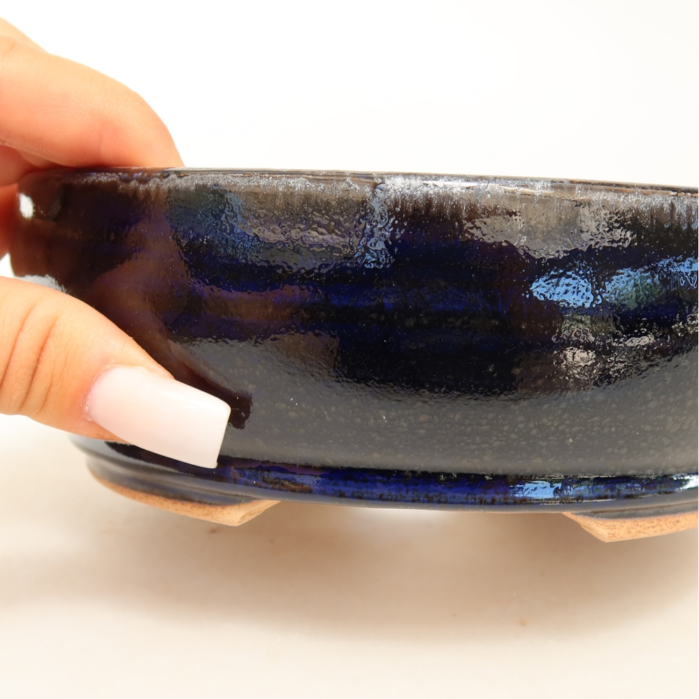 Keramik-Bonsai-Schale 16,5 x 16,5 x 5,5 cm, Farbe: Blau