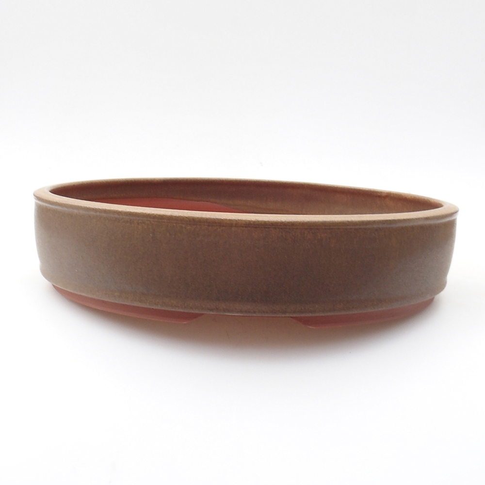 Keramik-Bonsaischale 25,5 x 25,5 x 5,5 cm, Farbe Braun