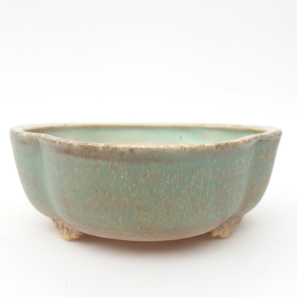 Bonsaischale aus Keramik 13,5 x 13 x 5 cm, Farbe Grün