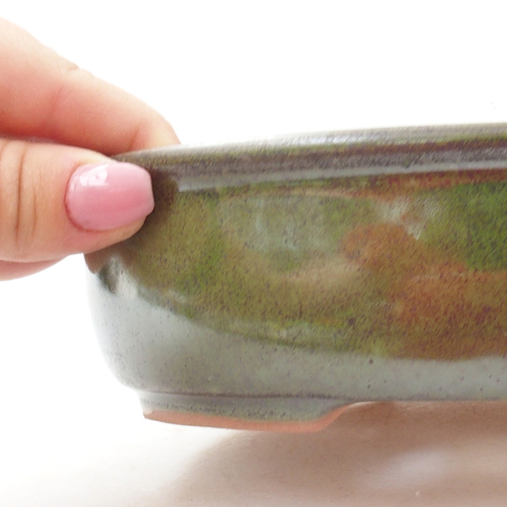 Keramik-Bonsaischale 18,5 x 14,5 x 5 cm, Farbe Grün