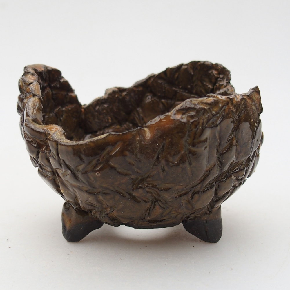 Keramische Schale 8,5 x 8,5 x 6 cm , Farbe braun