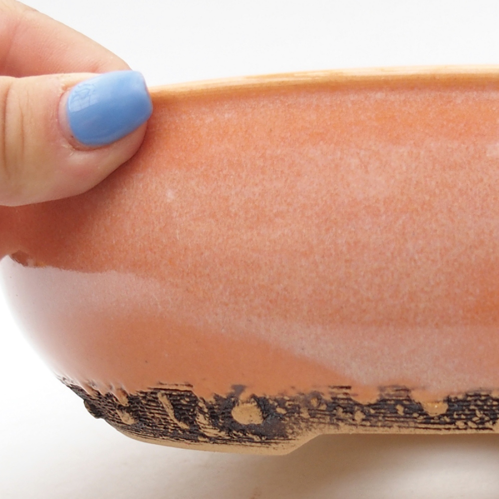 Keramik-Bonsaischale 20 x 20 x 6 cm, Farbe orange