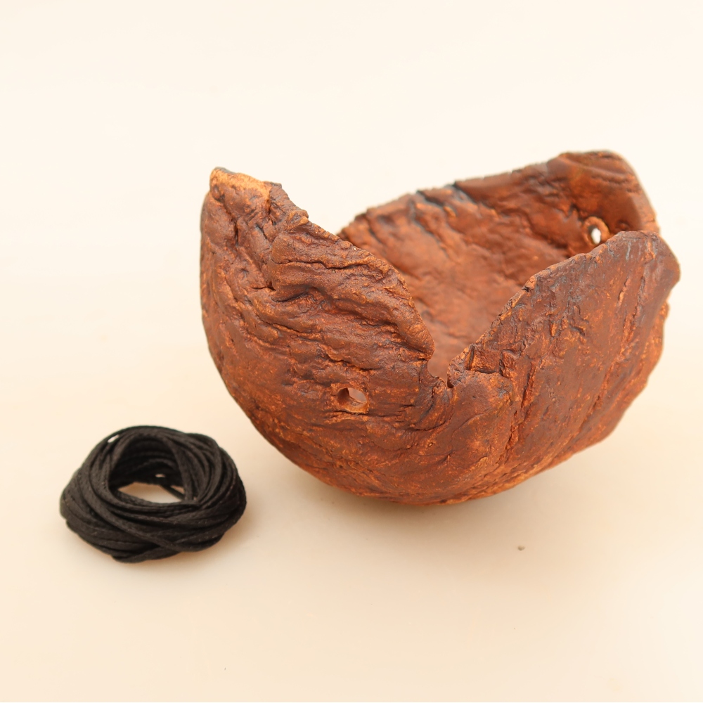 Keramikschale für Kokedama, 10 x 9,5 x 7 cm, Farbe: braun