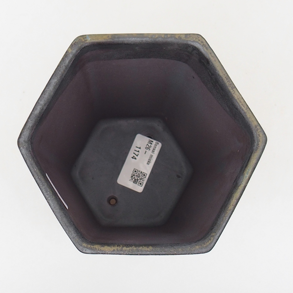 Bonsaischale aus Keramik 13 x 11,5 x 17 cm, grün-grau