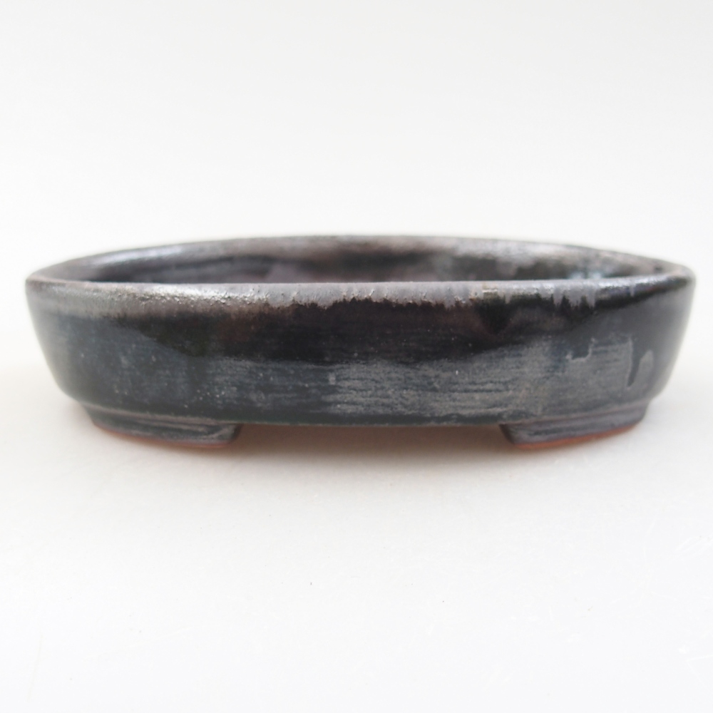 Bonsaischale aus Keramik 12 x 9,5 x 2,5 cm, schwarz