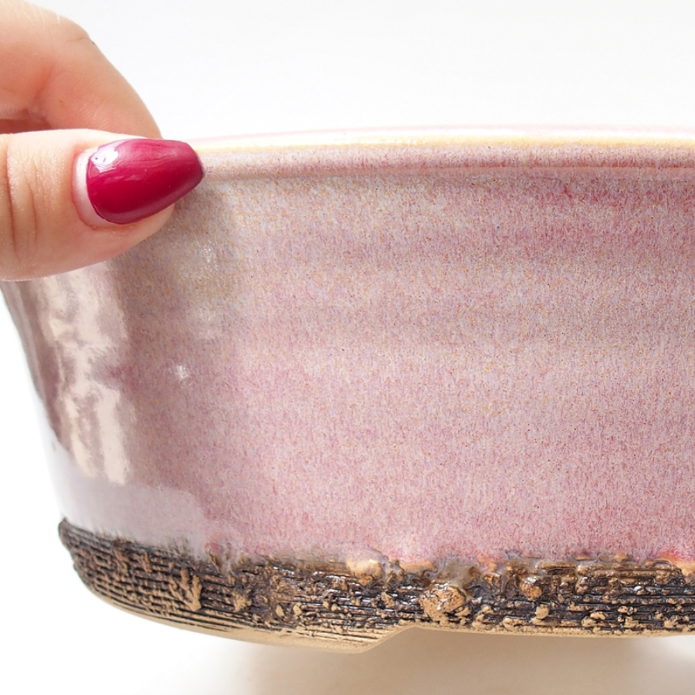 Keramik-Bonsaischale 26 x 26 x 7,5 cm, Farbe rosa