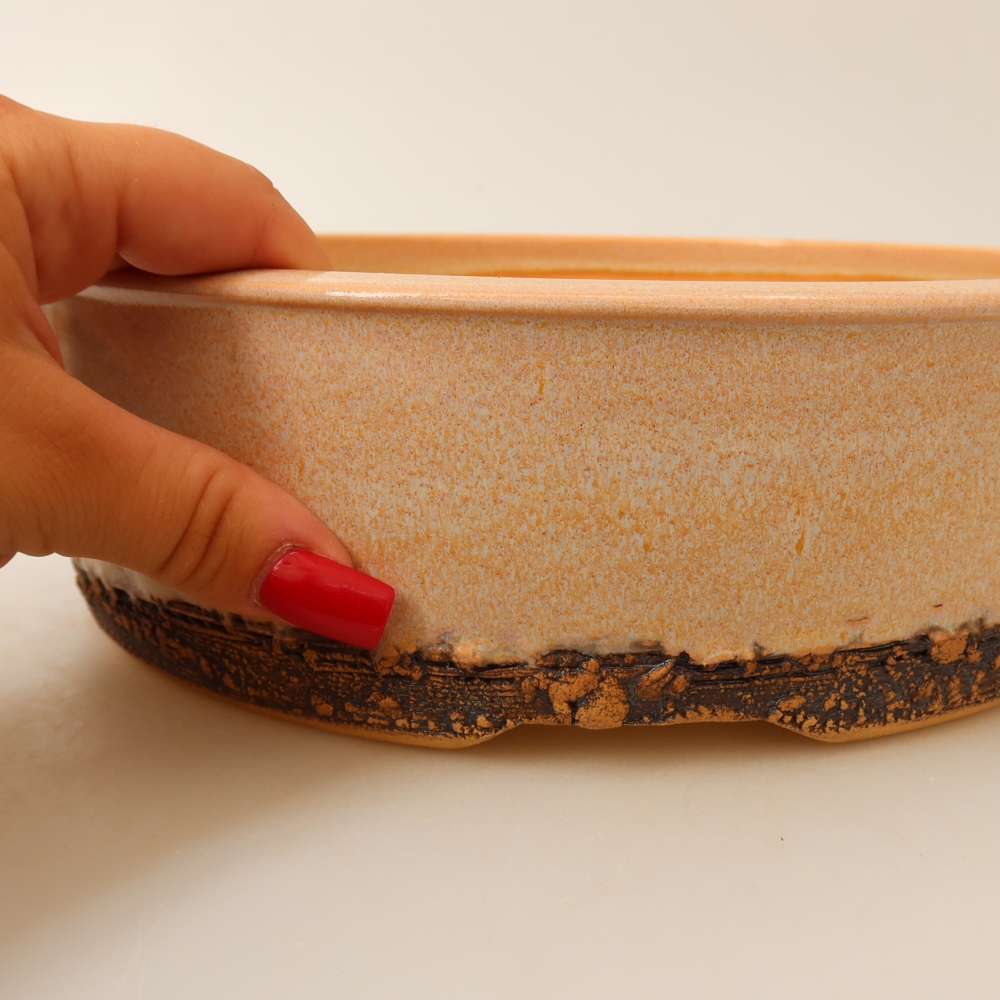 Bonsaischale aus Keramik 24,5 x 24,5 x 7 cm, Farbe beige