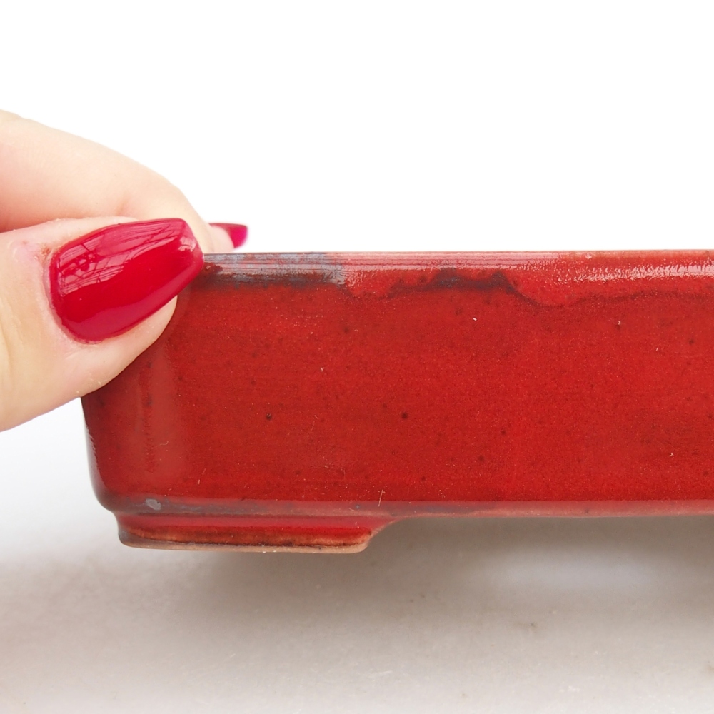 Bonsaischale aus Keramik 12,5 x 9,5 x 3,5 cm, Farbe rot