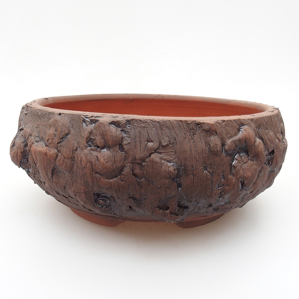 Keramik-Bonsaischale 15 x 15 x 6 cm, Farbe braun