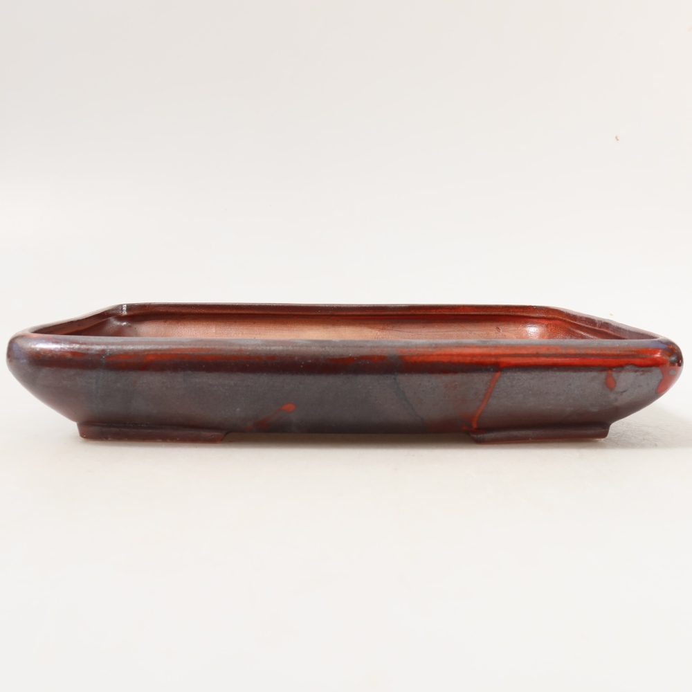 Keramik-Bonsai-Schale 24 x 17,5 x 4 cm, Farbe: metallisch-rot