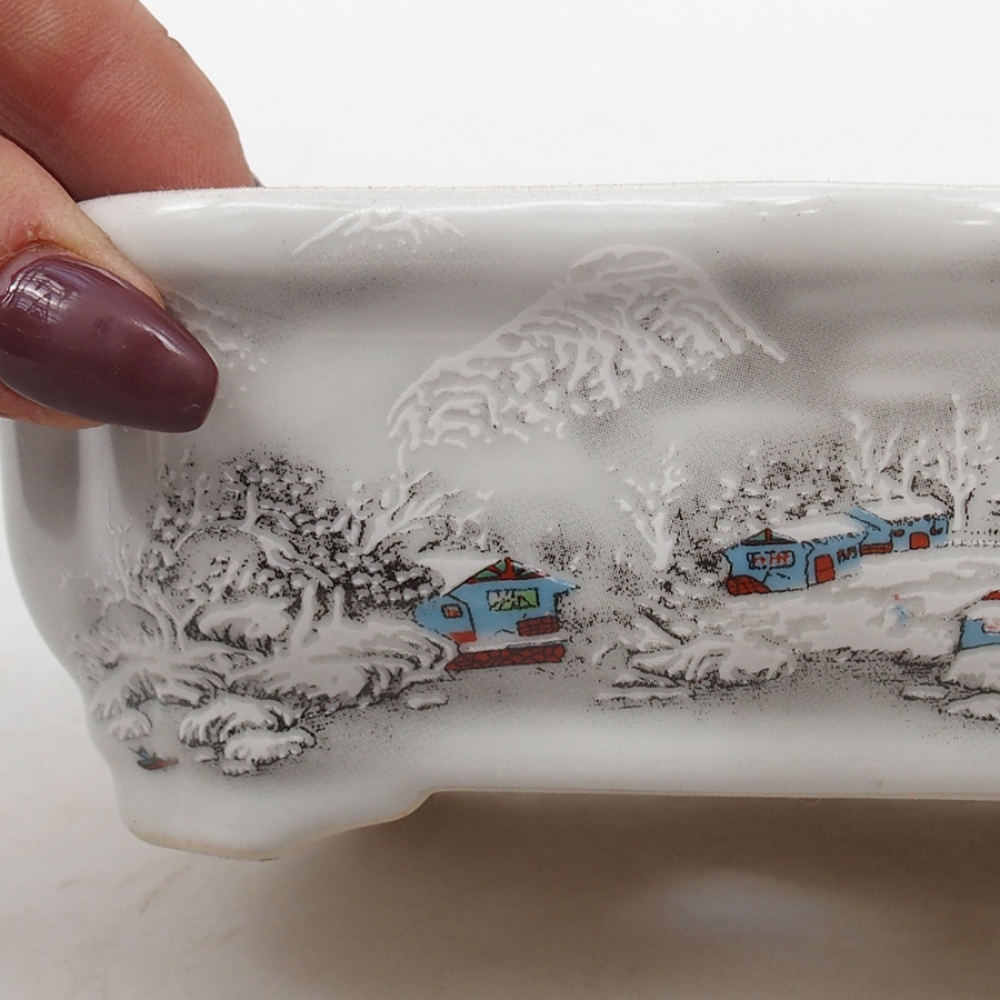 Keramik-Bonsaischale 15 x 11 x 5 cm, Farbe Weiß