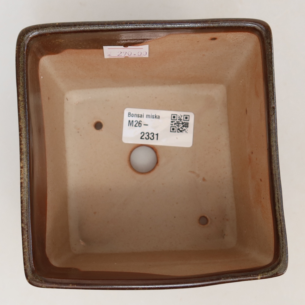Keramik-Bonsai-Schale 12 x 12 x 9 cm, Farbe: braun
