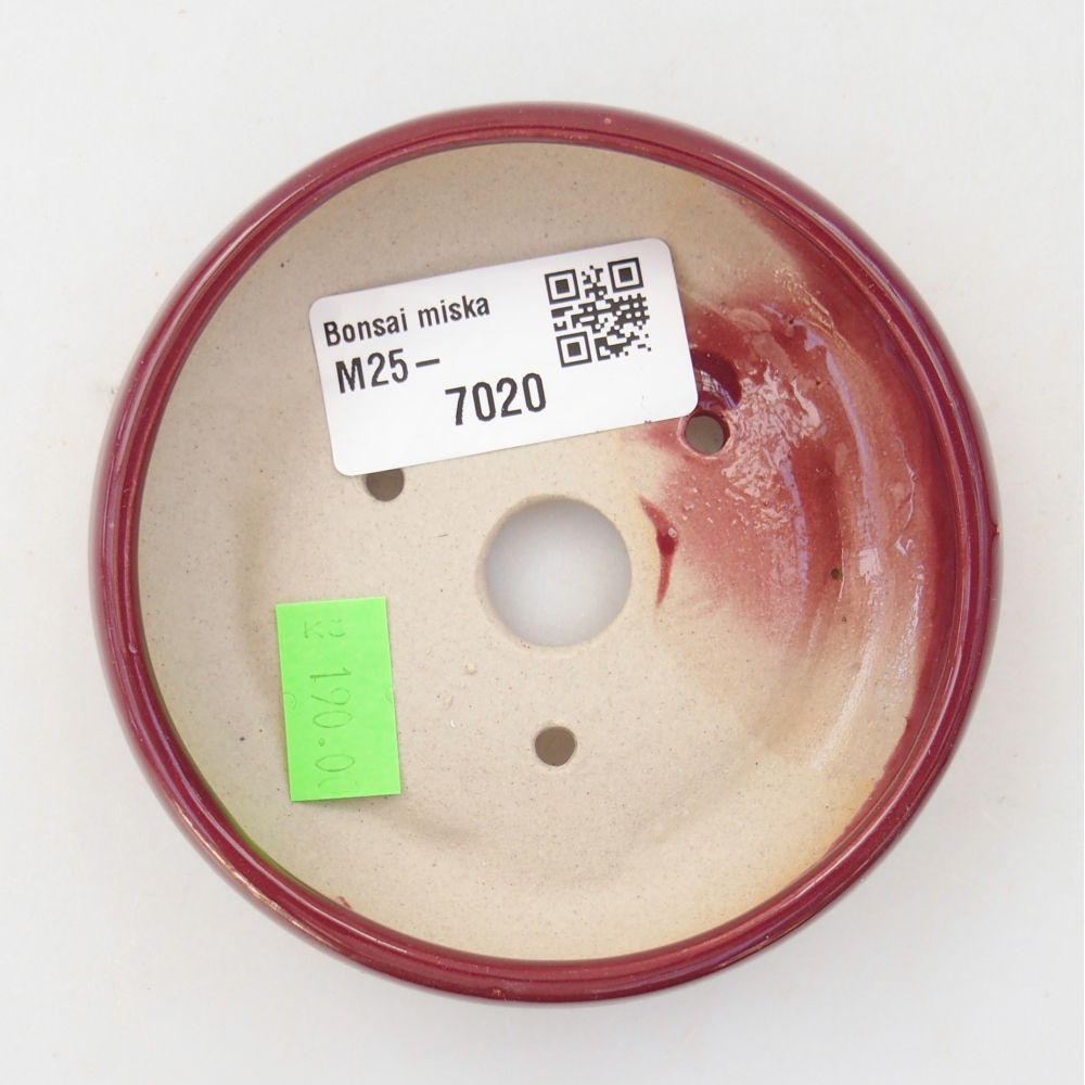Bonsaischale aus Keramik 9 x 9 x 2,5 cm, Farbe burgunderrot