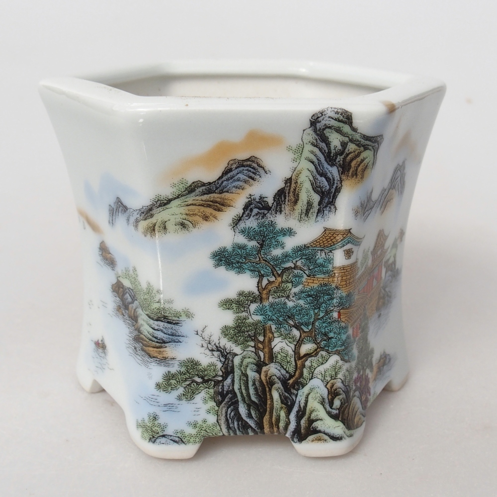 Bonsaischale aus Keramik 10,5 x 9,5 x 9 cm, Farbe weiß