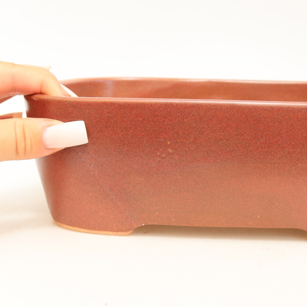 Keramik-Bonsai-Schale 23 x 17,5 x 7,5 cm, Farbe: weinrot