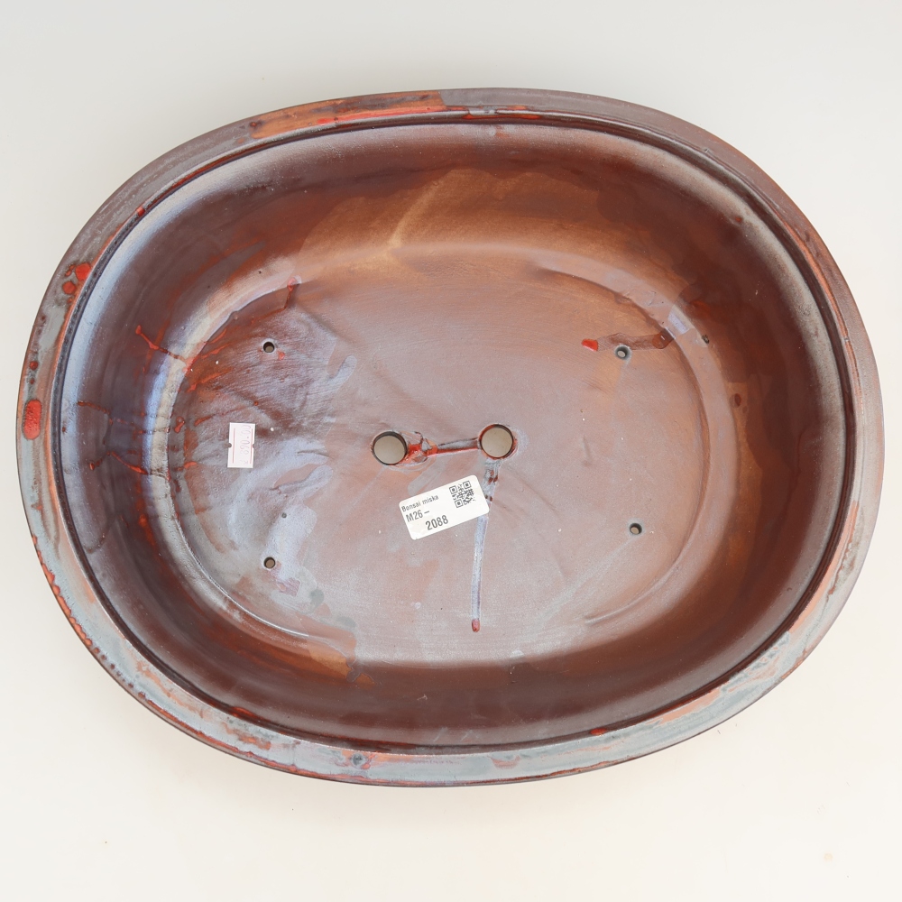 Keramik-Bonsai-Schale 36 x 30 x 9 cm, Farbe: metallisch-rot