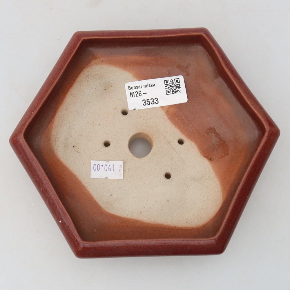 Keramik-Bonsai-Schale 17 x 15 x 4 cm, Farbe: weinrot